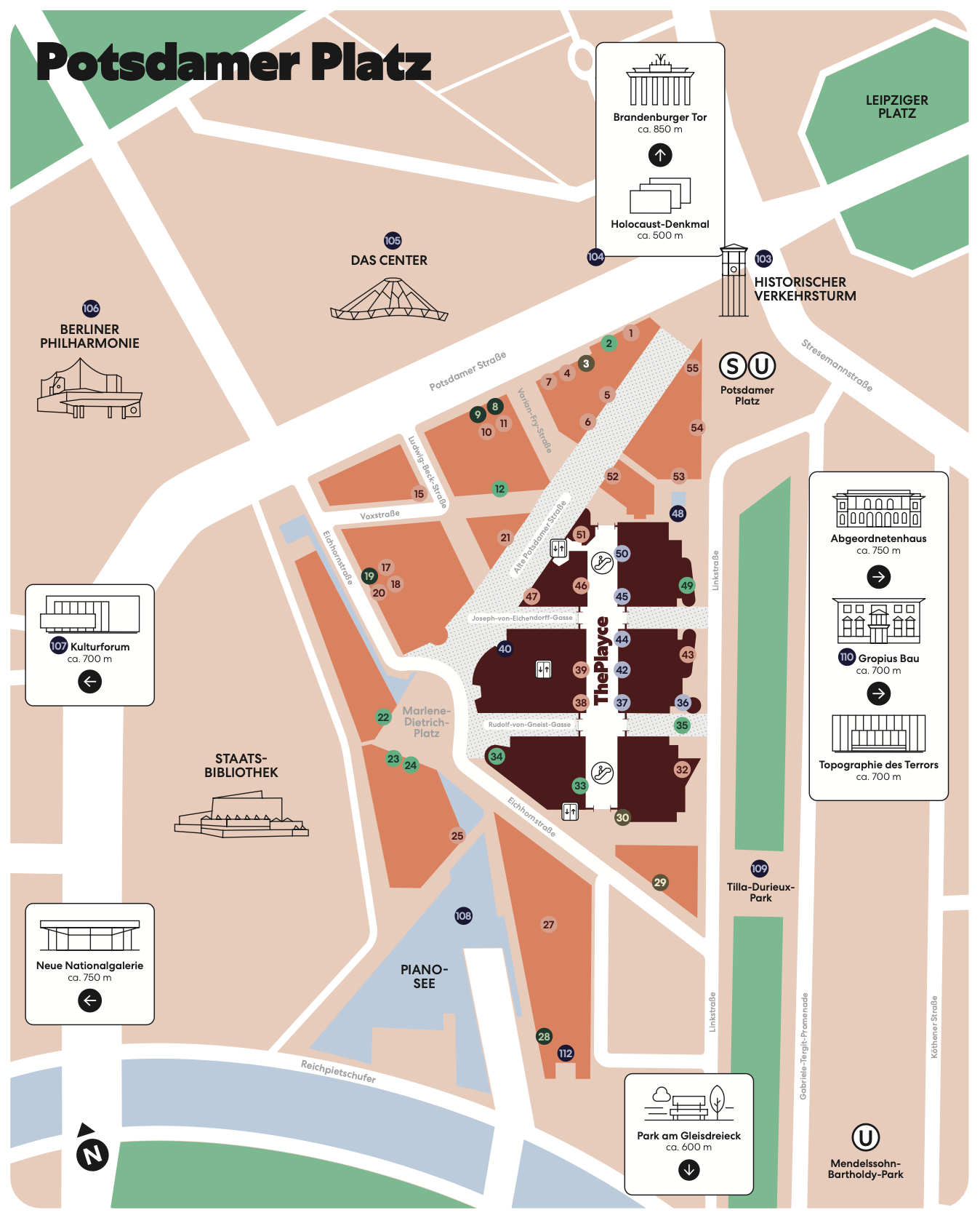 Touristenkarte des Potsdamer Platzes
